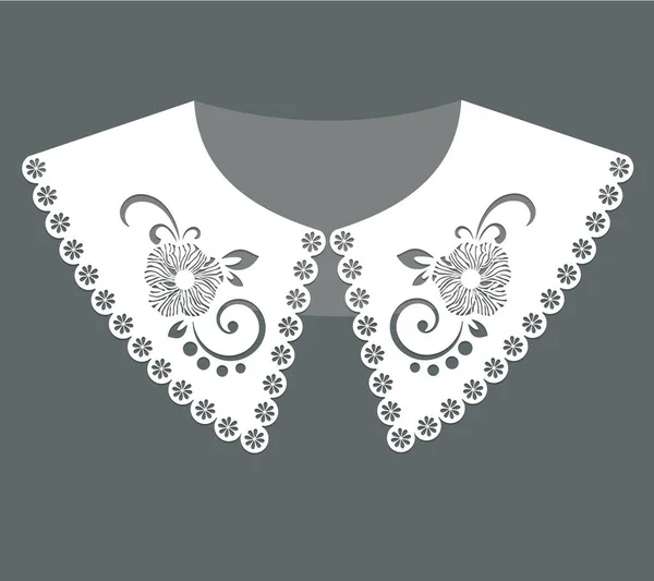 Cotton Collar Lace Design Vector Front View Technical Trim Sketch — Stock Vector