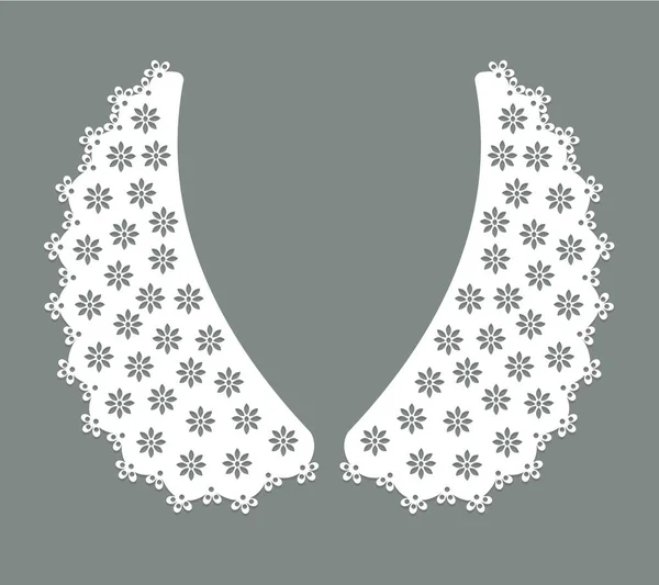 Cotton Collar Lace Design Vector Front View Technical Trim Sketch — Vector de stock