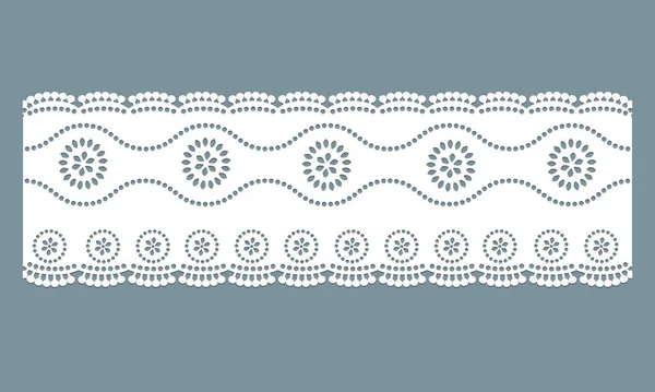 Vintage Lace Cotton Eyelet Trim Design Vector Floral Embroidery Decorative —  Vetores de Stock
