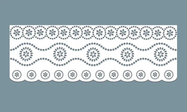 Vintage Lace Cotton Eyelet Trim Design Vector Floral Embroidery Decorative — Stockový vektor