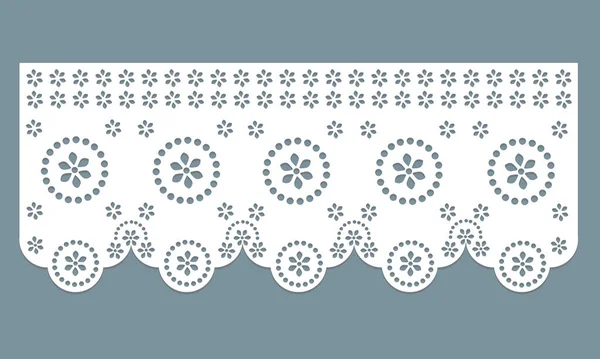 Vintage Lace Cotton Eyelet Trim Design Vector Floral Embroidery Decorative —  Vetores de Stock