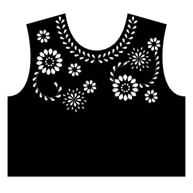 Eski dantel pamuk tasarım vektörlü yaka. Kumaş için lazer kesim detay süsü.
