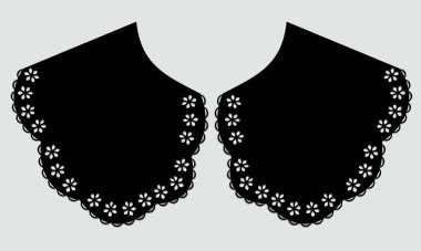 cotton collar lace design vector. front view technical trim sketch template. neckline laser cut detail with vintage lace cotton. eyelet embroidery decorative ornament for fabric border.