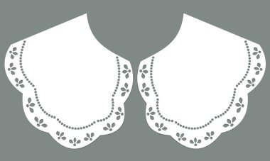 cotton collar lace design vector. front view technical trim sketch template. neckline laser cut detail with vintage lace cotton. eyelet embroidery decorative ornament for fabric border.