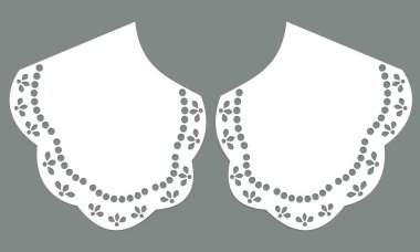 cotton collar lace design vector. front view technical trim sketch template. neckline laser cut detail with vintage lace cotton. eyelet embroidery decorative ornament for fabric border.