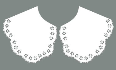 cotton collar lace design vector. front view technical trim sketch template. neckline laser cut detail with vintage lace cotton. eyelet embroidery decorative ornament for fabric border.