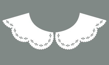 cotton collar lace design vector. front view technical trim sketch template. neckline laser cut detail with vintage lace cotton. eyelet embroidery decorative ornament for fabric border.