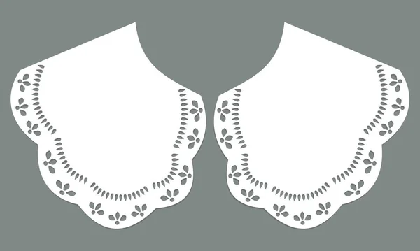 Cotton Collar Lace Design Vector Front View Technical Trim Sketch — Stock vektor