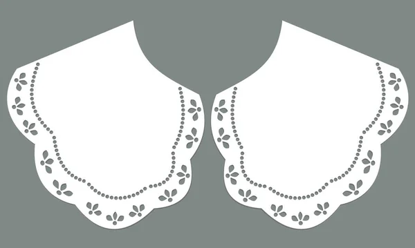 Cotton Collar Lace Design Vector Front View Technical Trim Sketch — Stok Vektör