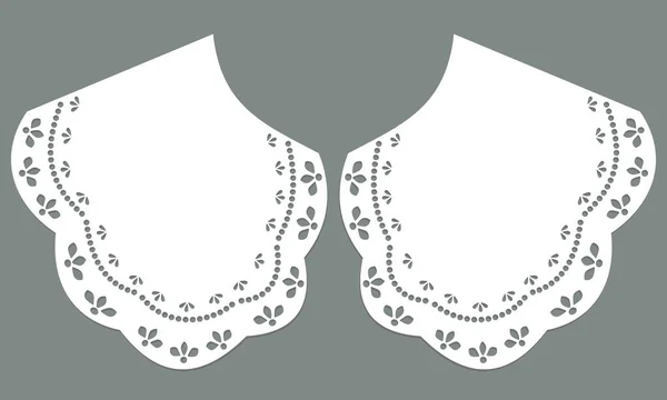 Cotton Collar Lace Design Vector Front View Technical Trim Sketch — 스톡 벡터