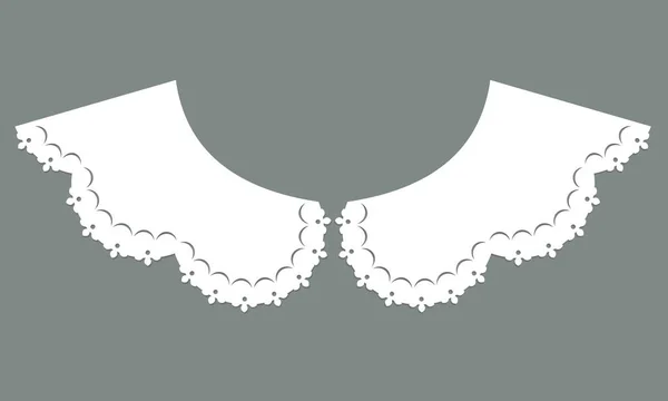 Cotton Collar Lace Design Vector Front View Technical Trim Sketch — ストックベクタ