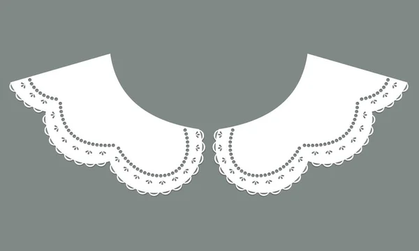 Cotton Collar Lace Design Vector Front View Technical Trim Sketch — Stock Vector