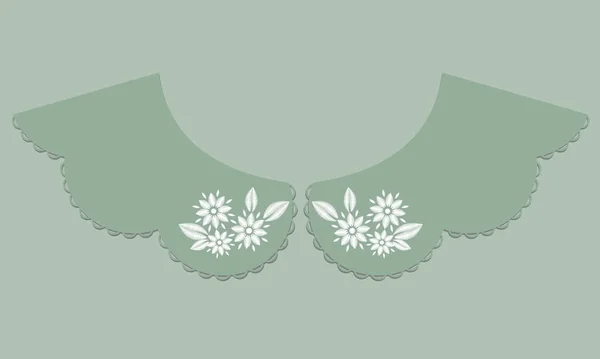 Vector Diseño Cuello Con Puntada Satén Flor Colorida Plantilla Dibujo — Archivo Imágenes Vectoriales