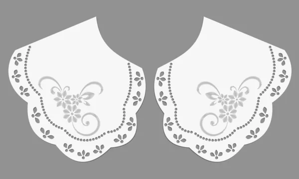 Vector Diseño Cuello Con Puntada Satén Flor Blanca Plantilla Dibujo — Archivo Imágenes Vectoriales