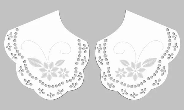 Κολάρο Σχεδιασμό Διάνυσμα Σατέν Βελονιά Λευκό Λουλούδι Μπροστά Άποψη Τεχνική — Διανυσματικό Αρχείο