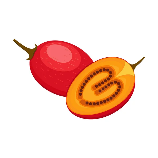 Tamarillo Set Design Isolated Whole Cut Tropical Fruit Tree Tomato — Stock Vector