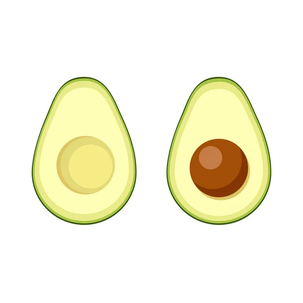 Avocado Set Mit Zwei Hälften Grüner Tropischer Früchte Veganes Gesundes — Stockvektor