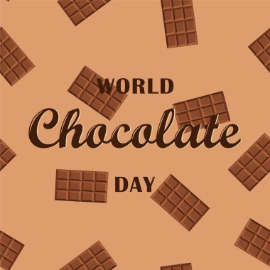 Koyu sütlü çikolata çerçeveli ve harfli bir tebrik kartı. Dünya Çikolata Günü 7 Temmuz tebrik kartı, Instagram postası, afiş, arkaplan