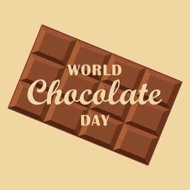 7 Temmuz 'da Dünya çikolatası günü için ayrılan çikolatalı şeker ve harf metni, tebrik kartı, pankart, arkaplan, instagram postası
