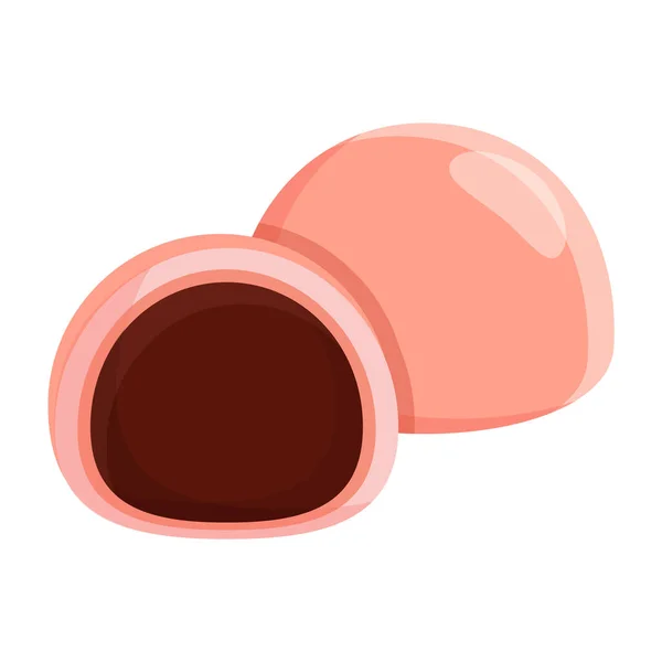 Japanese Pink Mochi Rice Balls Sweet Red Bean Paste Flat — Stock Vector