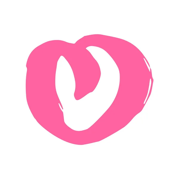 粉红色的心形涂鸦在白色背景上被孤立 手绘爱情符号轮廓用笔划 装饰油墨草图标识 — 图库矢量图片