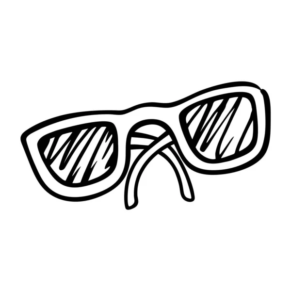 Óculos Sol Doodle Isolado Fundo Branco Mão Desenhado Sombras Contorno — Vetor de Stock