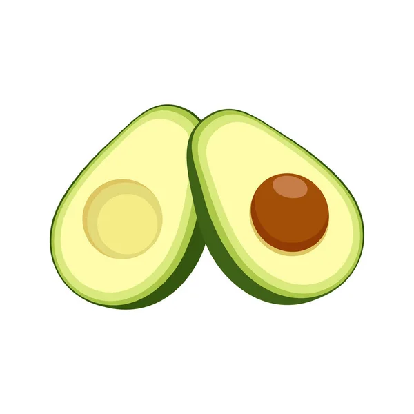 Avocado Set Mit Ganzen Und Halbierten Grünen Tropischen Früchten Veganes — Stockvektor