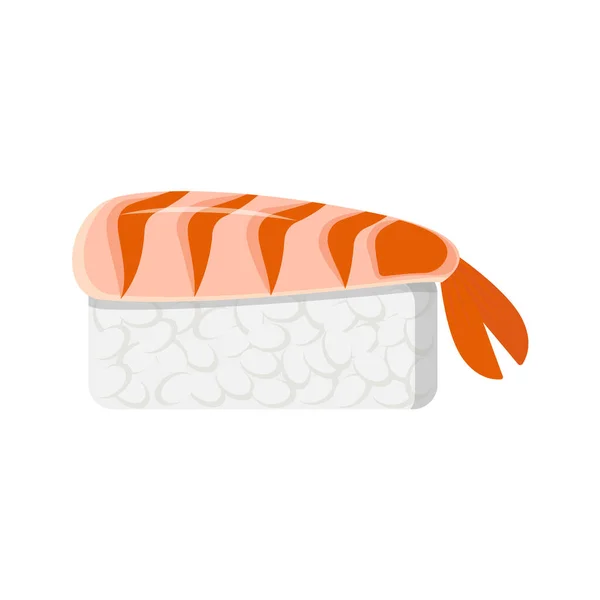 Sushi Pesce Giapponese Con Riso Isolato Vettore Asiatico Cibo Nigiri — Vettoriale Stock