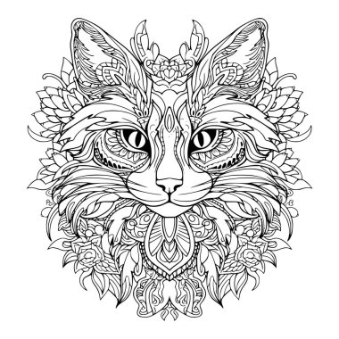 Beautiful Cat Coloring Pages for Kids clipart