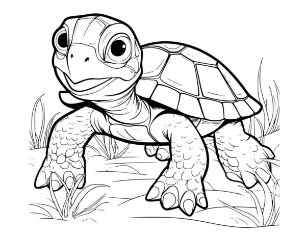 stock vector Cute Turtle Coloring Pages for Kids