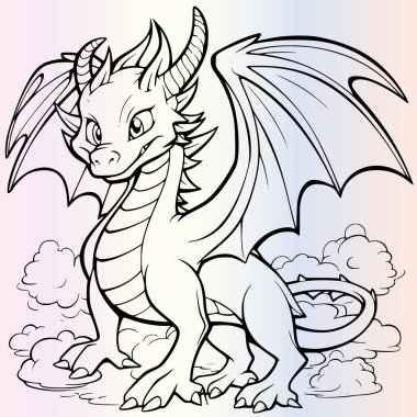 Flying Dragon Coloring Page For Kids 545 clipart