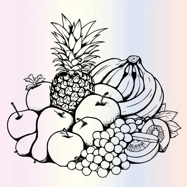 stock vector Fruits Coloring Pages for Kids