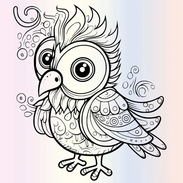 Stock vector Funny Bird Coloring Page For Kids