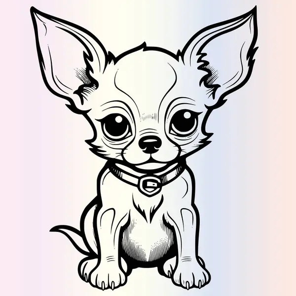 stock vector Funny Chihuahua Dog Coloring Page Drawing For Kids