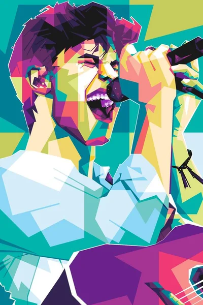 Διάσημος Τραγουδιστής Shawn Mendes Popart Vector Art Style Ένα Πολύχρωμο — Διανυσματικό Αρχείο
