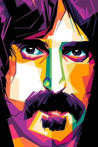 Famous Singer Legends Frank Zappa Popart Vector Art Style Colorful — Stock Vector