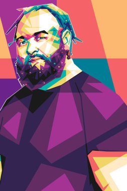 Ünlü güreşçi Bray Wyatt vektör popart renkli çizim tasarımı soyut arkaplan