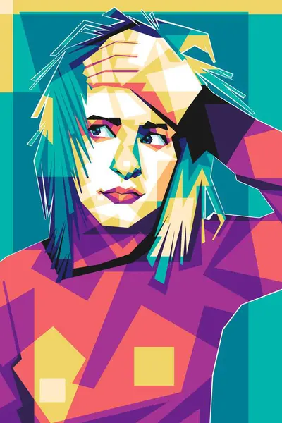 Ünlü şarkıcı Hayley Williams popart vektör sanat stili. Soyut bir arkaplan ile renkli bir illüstrasyon tasarımında.