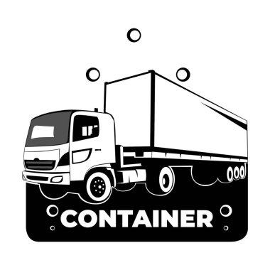 Logo, konteynır vagonu. Bu kamyon logosu, enerji dolu ve mal teslimatında çalışmaya hazır olduğu izlenimini veriyor. Bu logo inşaat şirketleri için uygundur..