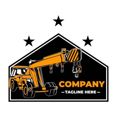 Kamyon vinci logosu. Bu vinç logosu, malzemelerin kaldırılmasıyla ilgili enerjik ve çalışmaya hazır bir izlenim veriyor. Bu logo bir inşaat şirketi için mükemmel..