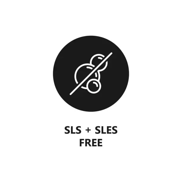 stock vector Sls + sles free rounded vector symbol on white background. SLS + SLES free sign. Label for cosmetics, hair care, body care. Eco friendly and organic hygiene products. Vector icon