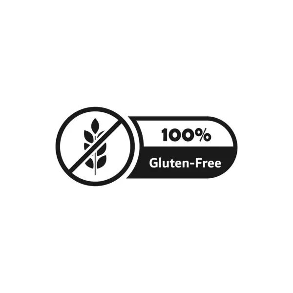 Glütensiz ikon. % 100 glütensiz ürün. Glüten çıkartması, etiket, rozet, amblem, gıda ambalajı pulu yok. Sağlıklı ve organik yiyecekler. Vektör illüstrasyonu