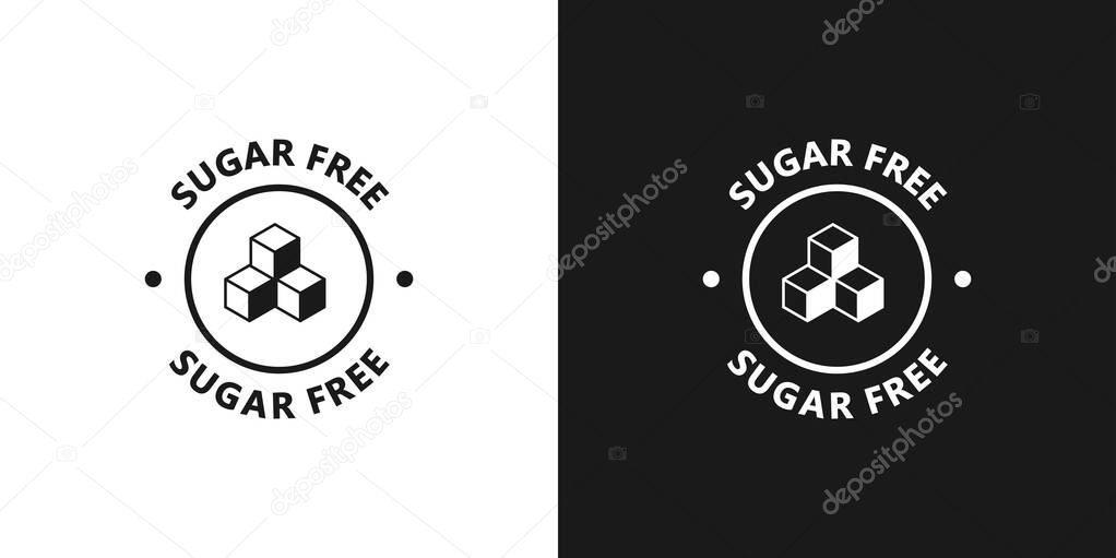 Sugar free icon. Sugar free circle sticker, emblem, label or food badge. No sugar sign for product packaging. Vector illustration
