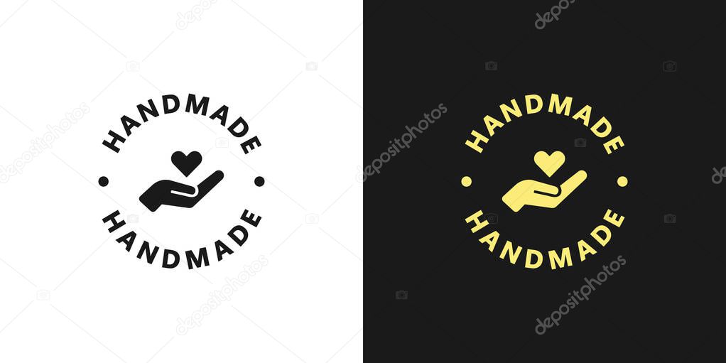 Handmade label, sticker or stamp. 100% handmade sign, icon or emblem. Vector
