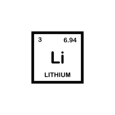 Lithium, chemical element. Lithium icon or sign in the periodic table. Li chemical sign. Vector. Chemistry concept