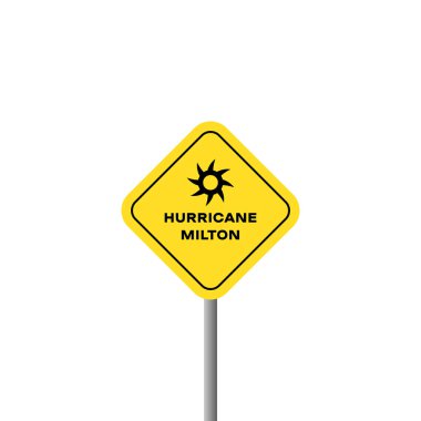 Milton Kasırgası tabelası. Hareket haritası. Fırtına pisti, hava durumu. Hava uyarısı. Vektör illüstrasyonu.