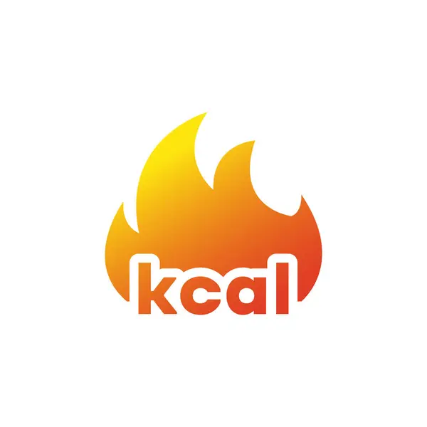 Yanmış kalori ikonu seti. Kilokalori işareti yanıyor. Diyet yapıyorum. Kalori açığı.