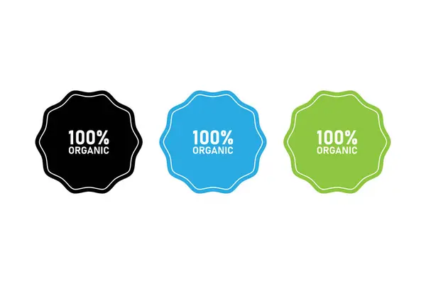 Organik ikon. % 100 organik logo, çıkartma, etiket ya da gıda paketleme pulu. Organik ürün.