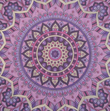 Mor el boyalı mandala.