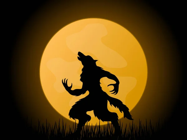 Halloween Werwolf Illustration Orange — Stockvektor